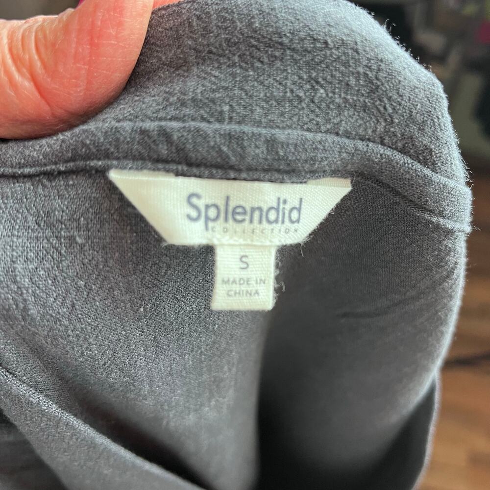 Splendid Gray Linen Blend Pocket Dress Small Lagenlook Oversized Boxy Relaxed - Picture 6 of 6
